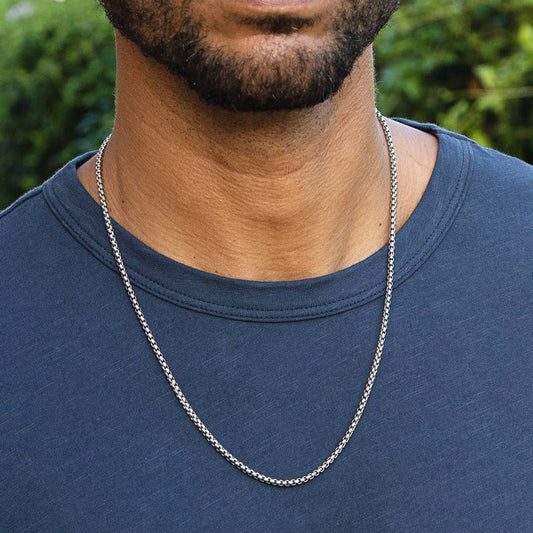 3mm Stainless Steel Round Box Chain Necklace (select size)