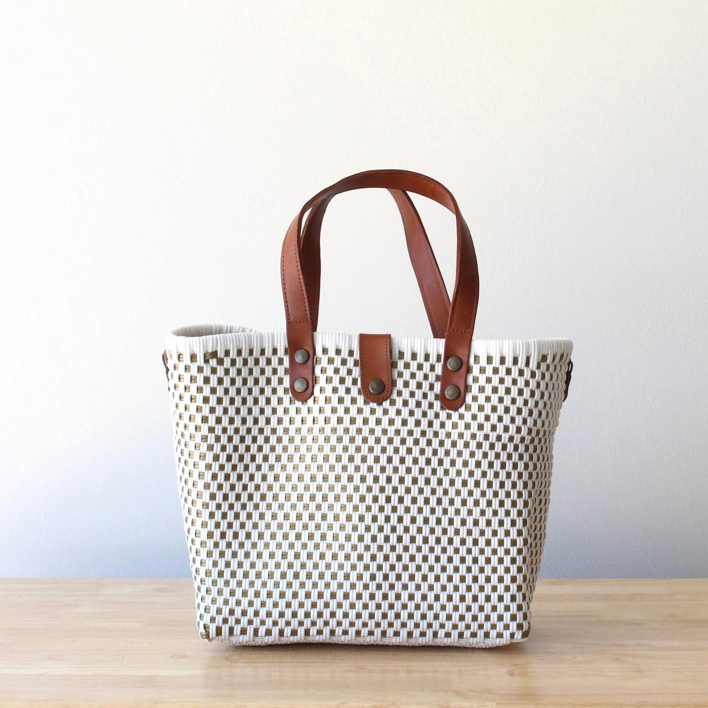 White + Gold Handwoven Crossbody Bag