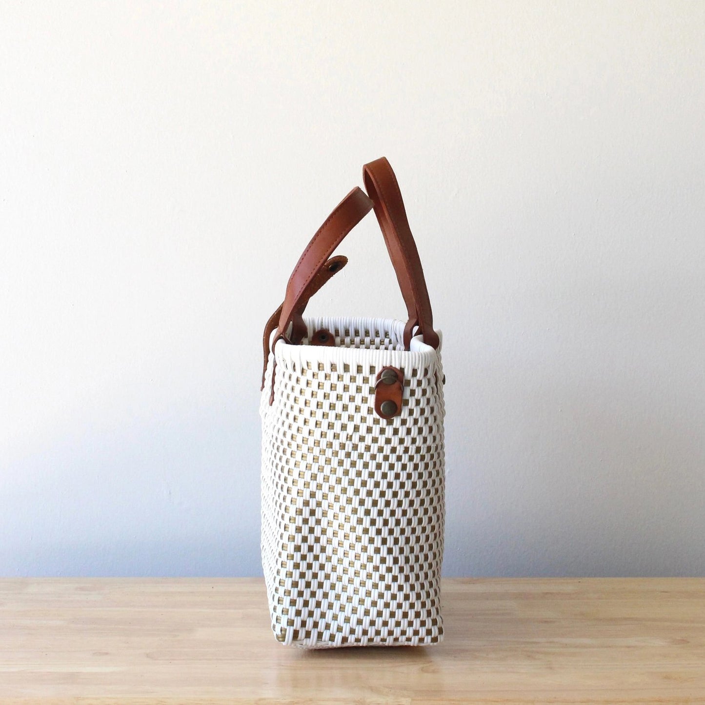 White + Gold Handwoven Crossbody Bag