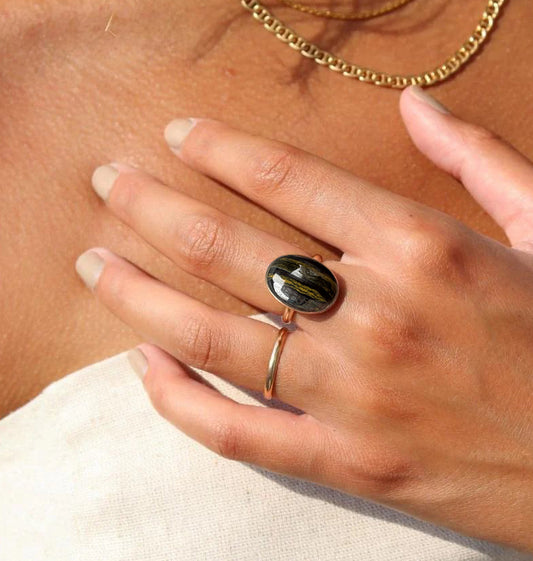 Tiger's Iron ‘Woodland’ Ring - Gold Fill