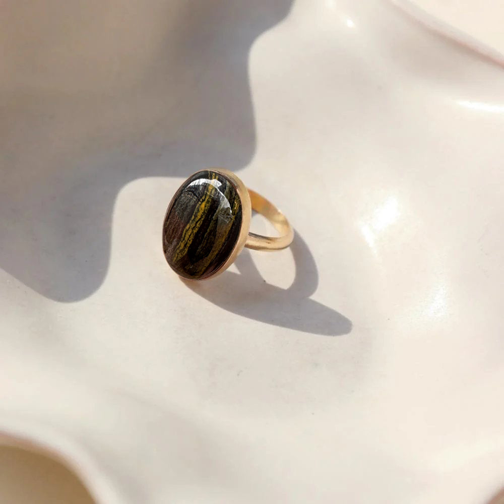 Tiger's Iron ‘Woodland’ Ring - Gold Fill