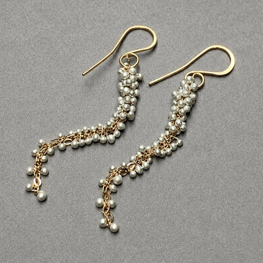 Long ‘Wisteria Caviar’ Earrings - Gold Fill + Sterling Silver