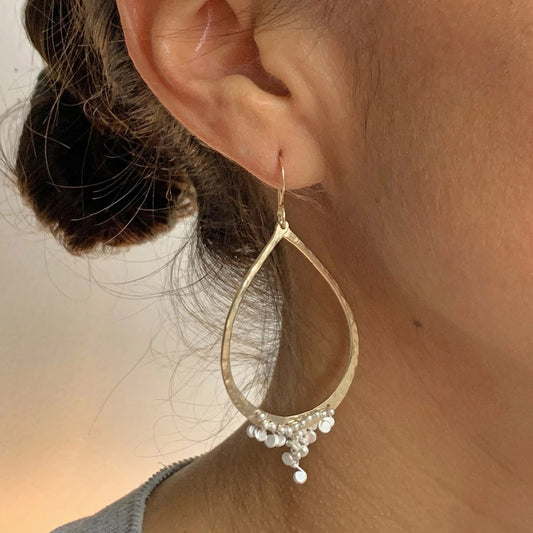 Large Teardrop Confetti Earrings - Gold Fill + Sterling Silver