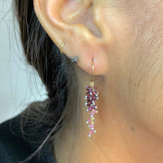 Garnet + Pink Tourmaline Wisteria Earrings