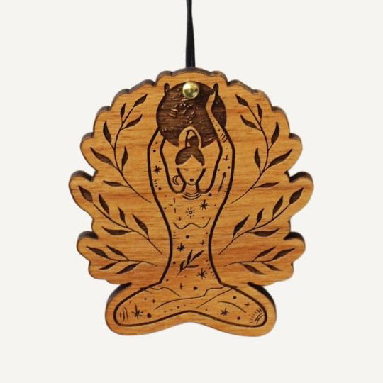 Laser-Cut Wood Ornament - Yoga Meditation