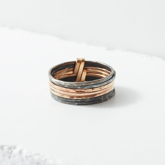 Mixed Metal ‘Stacked Short’ Ring