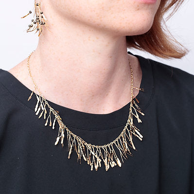 14k Gold Filled + Pyrite ‘Boa’ Fringe Necklace