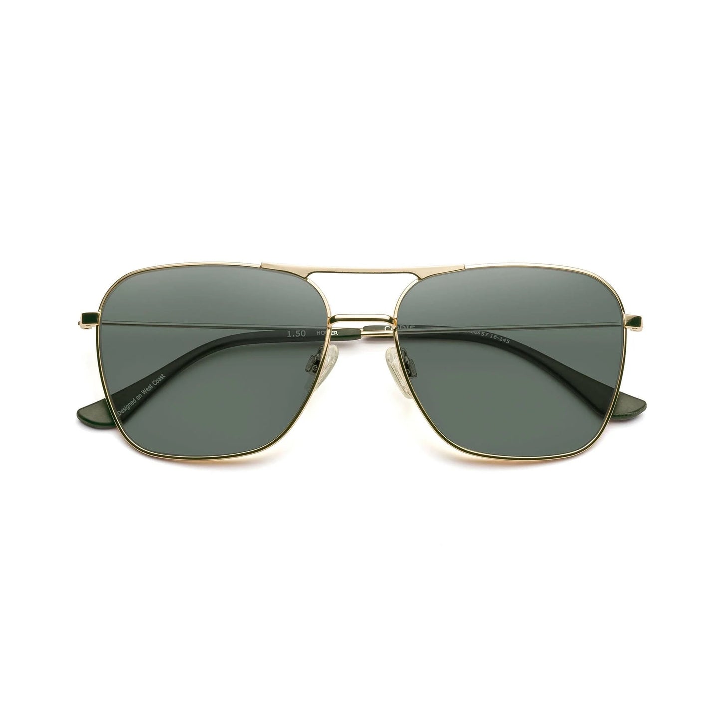 Polarized Sunglasses | Hooper - Gold with Grey-Green Lens