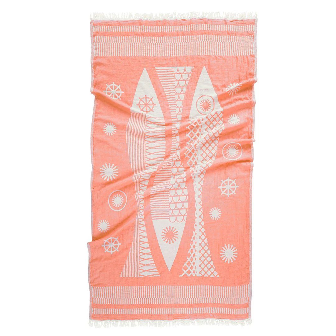 Pesce Turkish Towel - Coral