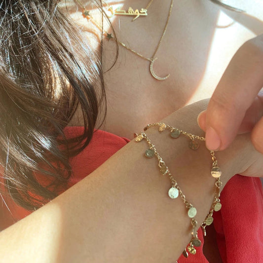 14k Gold 'Aura' 16-Dangle Bracelet