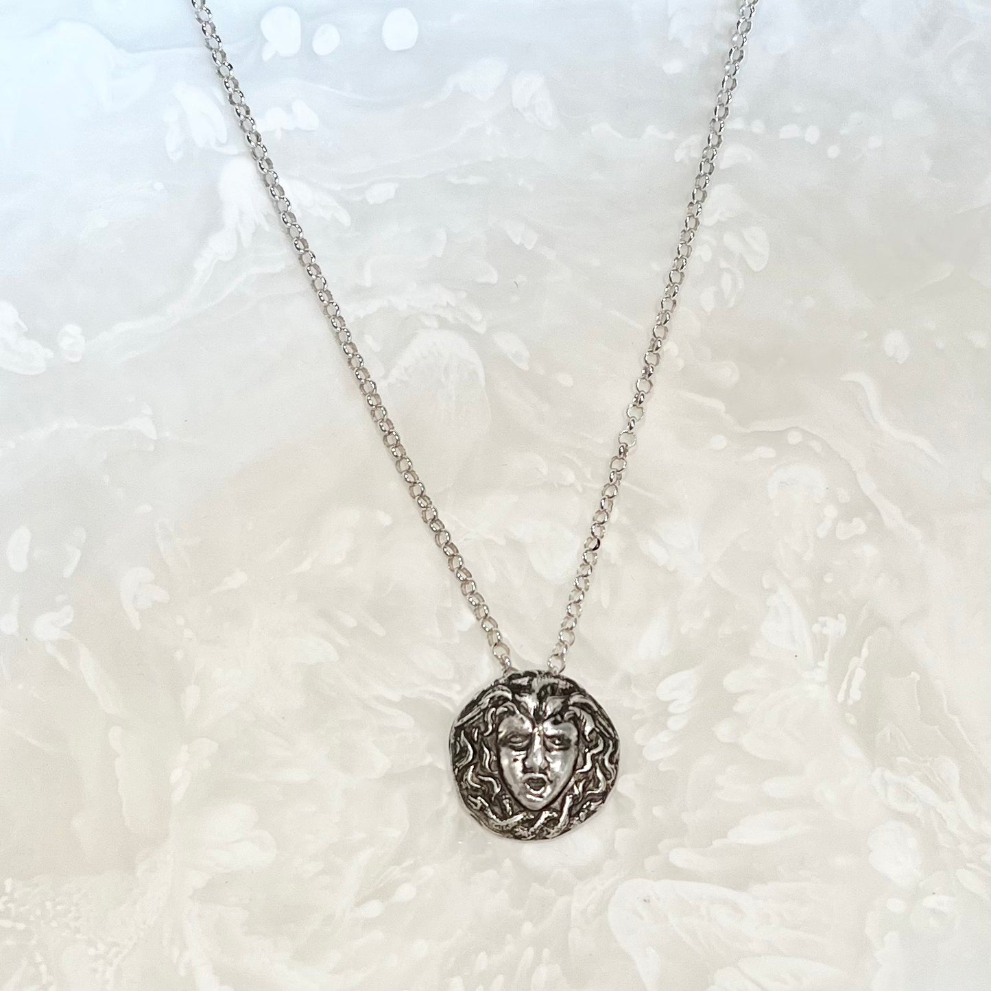 Oxidized Sterling Silver Medusa Pendant