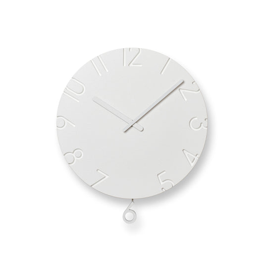 Carved 6 Pendulum Wall Clock - White