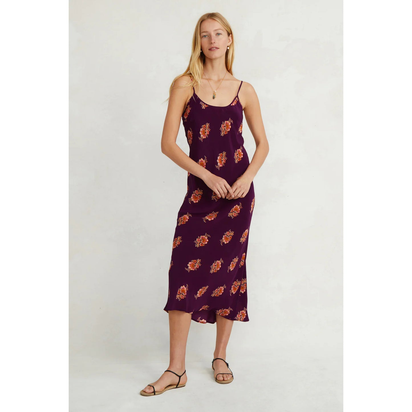 Lily Silk Slip Dress - Grape