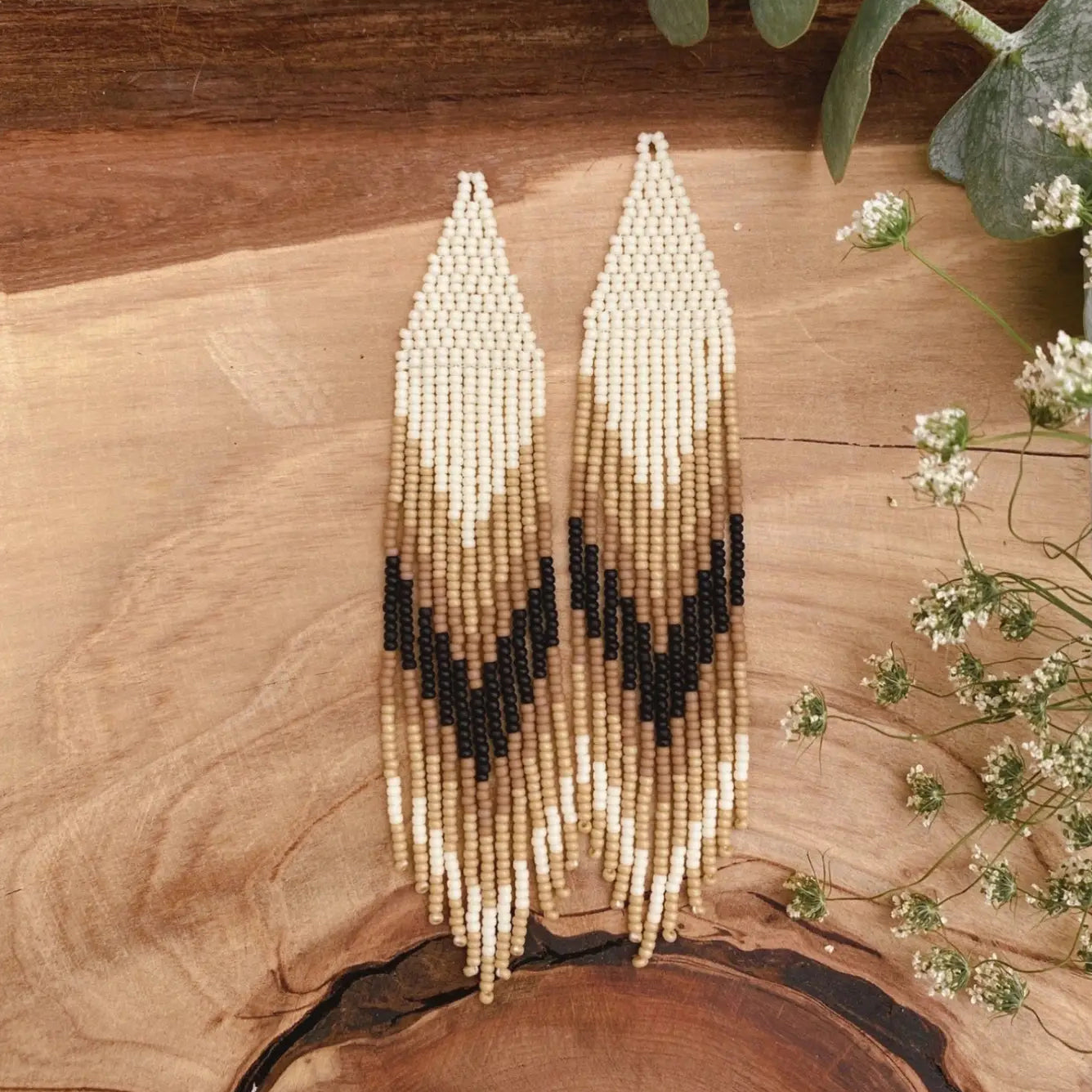 Seed bead fringe earrings hotsell