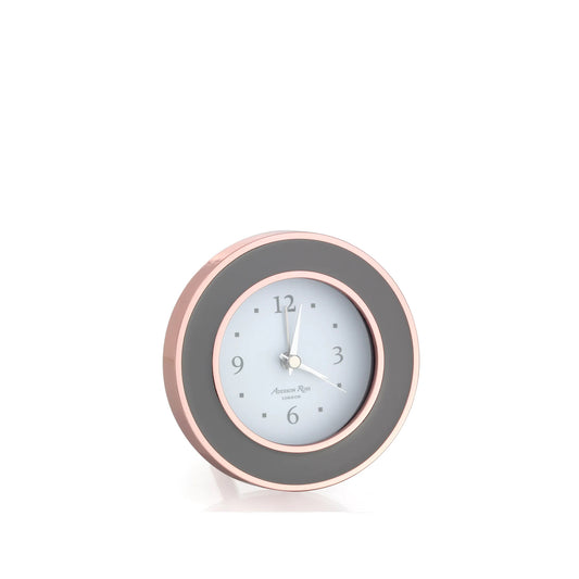 Enamel + Rose Gold Alarm Clock - Taupe