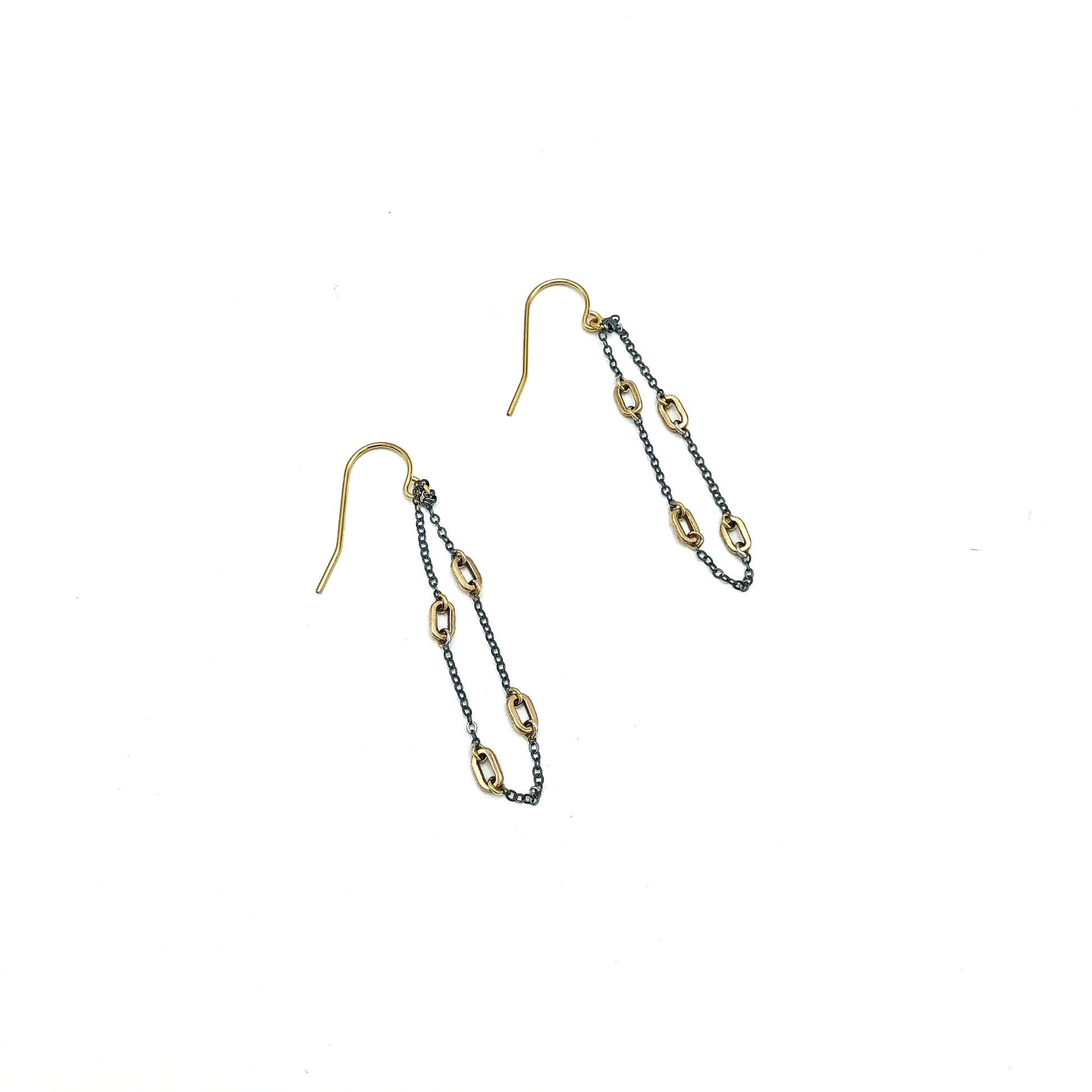 Intaglio Collection Mixed Metal Loop Chain + Link Earrings