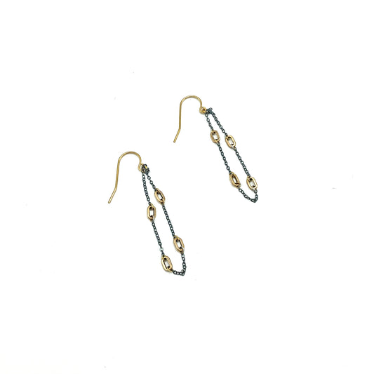 Intaglio Collection Mixed Metal Loop Chain + Link Earrings