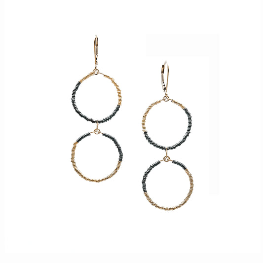 Black + Gold Chain Link Double Hoop Earrings