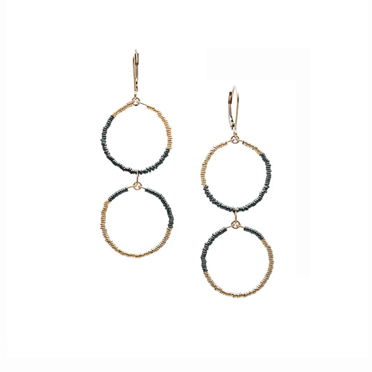 Black + Gold Chain Link Double Hoop Earrings