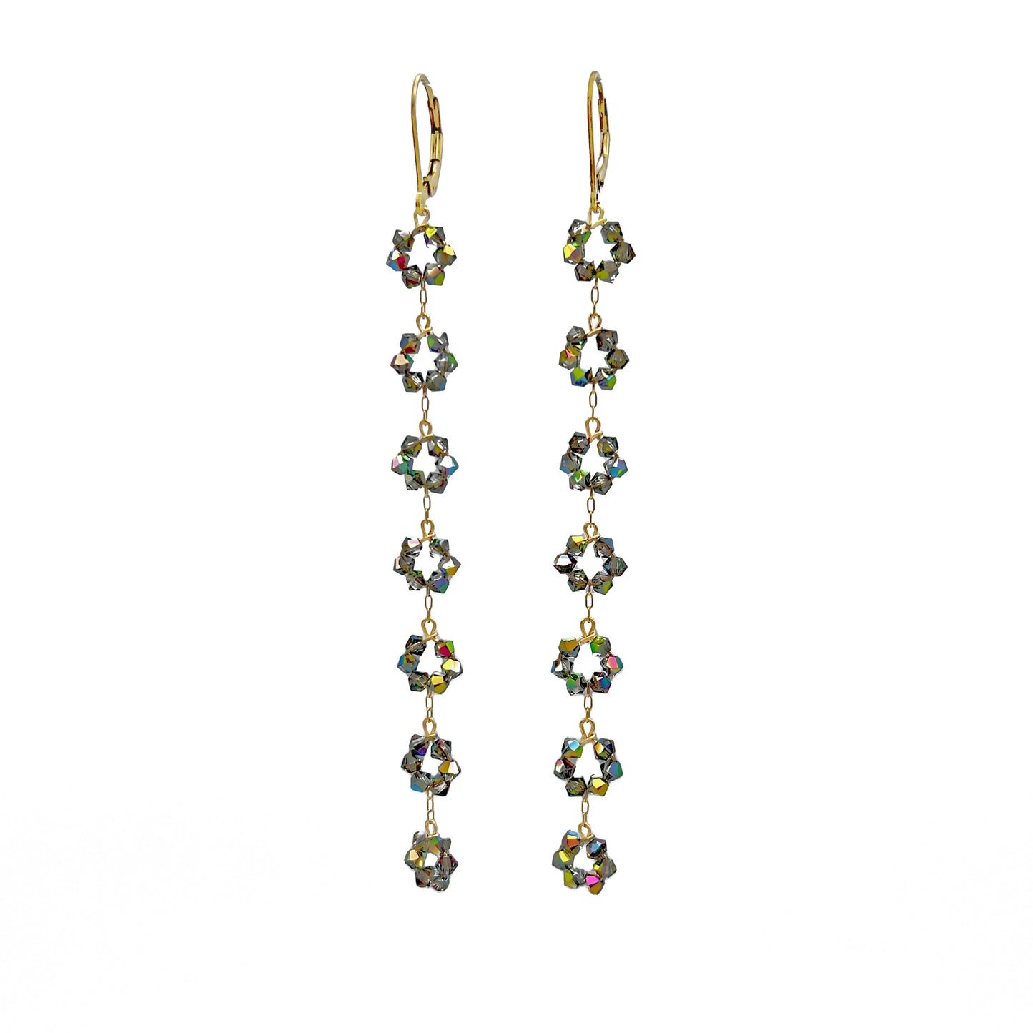 Iridescent Vitrail European Crystal Linear Duster Earrings
