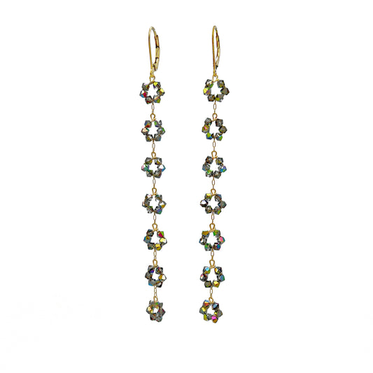 Iridescent Vitrail European Crystal Linear Duster Earrings