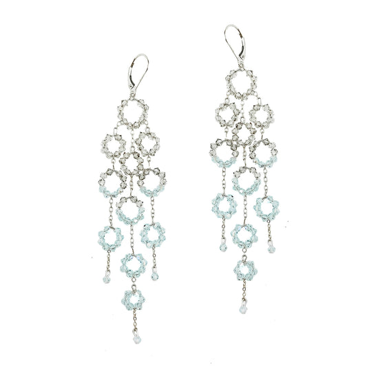 Light Azore + Silver European Crystal Ombre Chandelier Statement Earrings