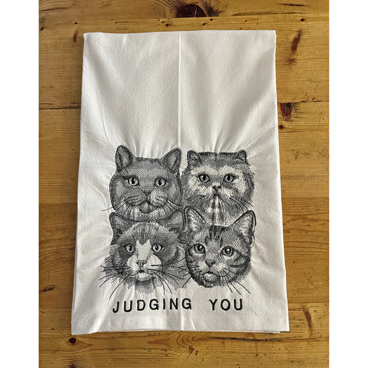 Judging You - Embroidered Flour Sack Kitchen Towel