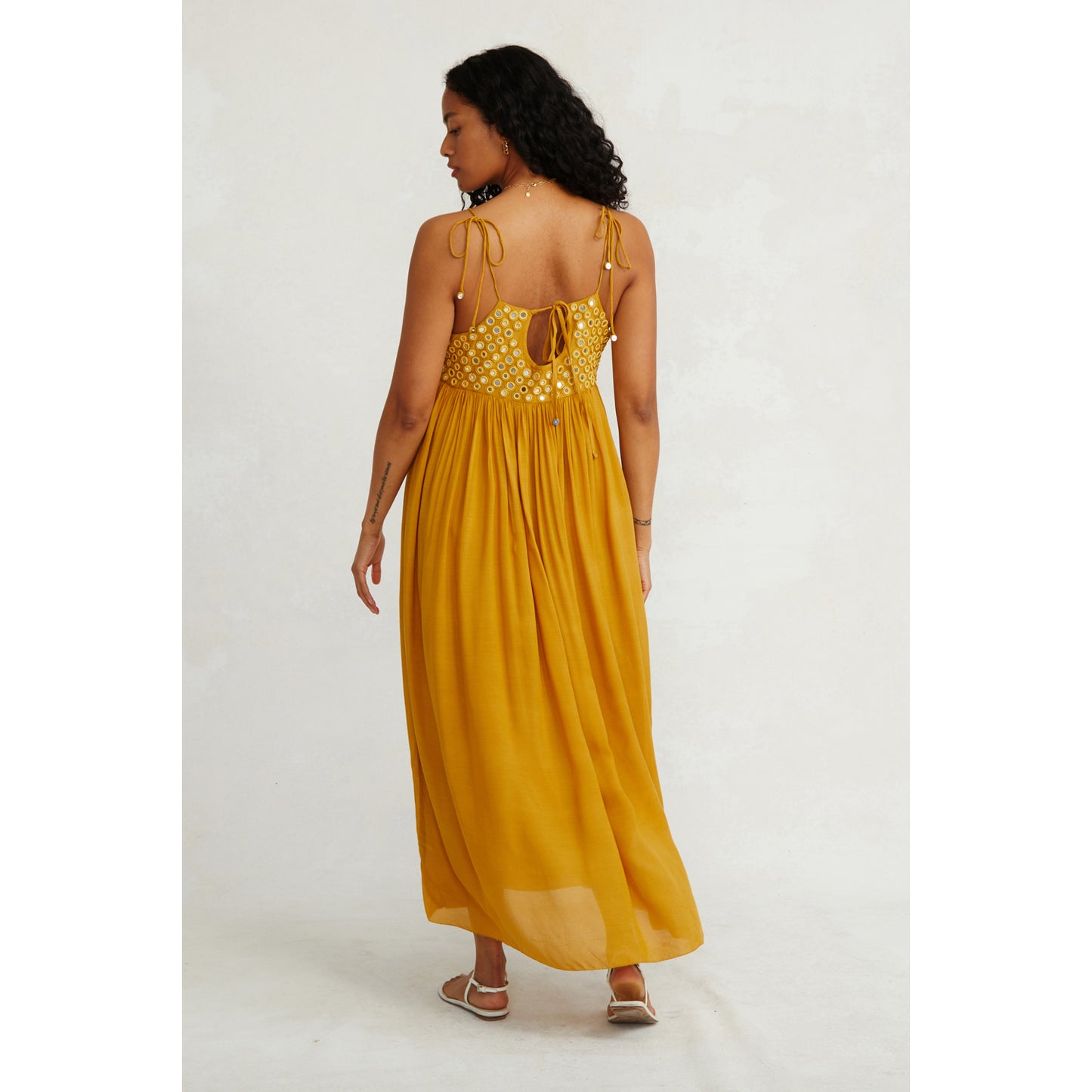 Sahara Dress - Ochre with Mirror Sequin Accents