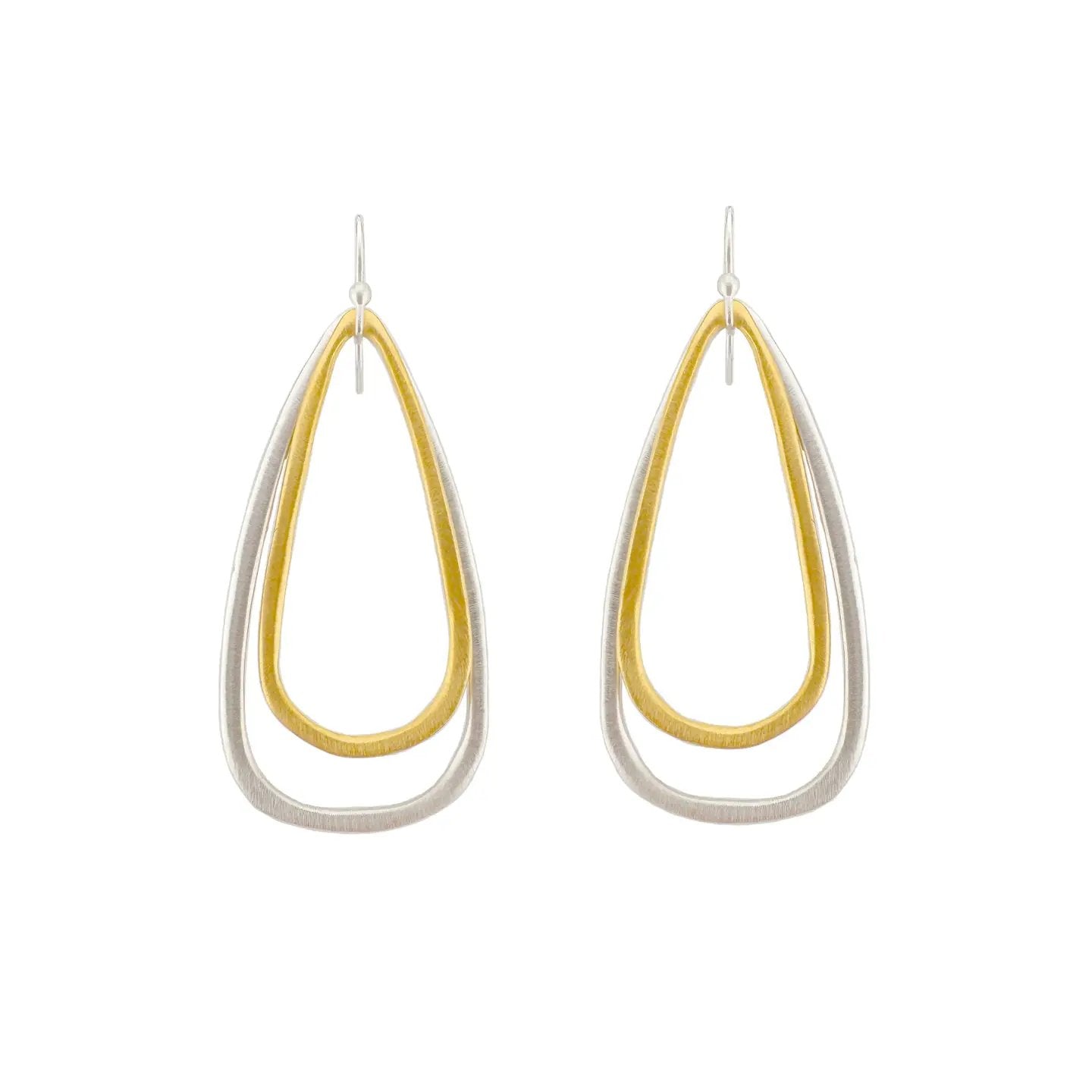 Large Double Teardrop Earrings - Silver + Vermeil