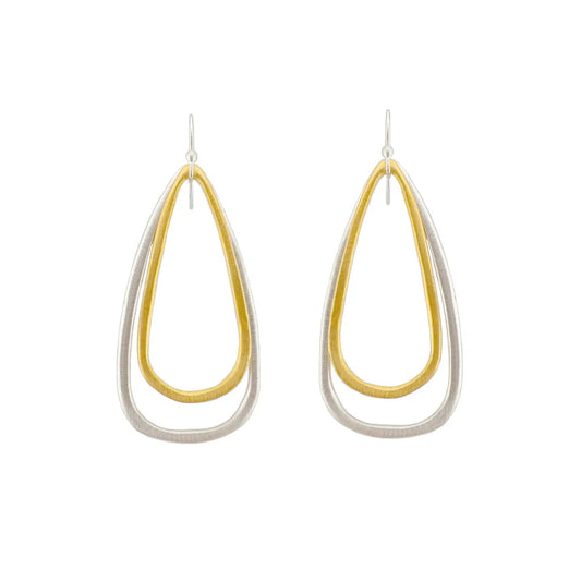 Large Double Teardrop Earrings - Silver + Vermeil