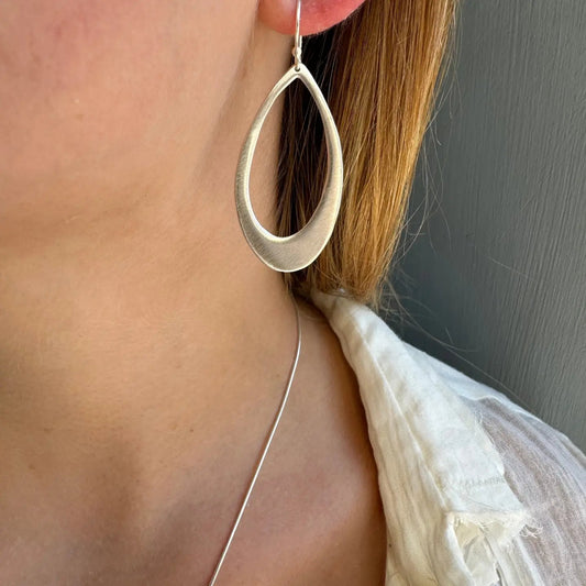 Large Leaf Earrings - Sterling Silver