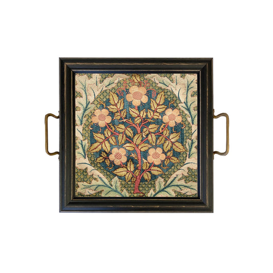 William Morris Flowering Rose Tray with Brass Handles
