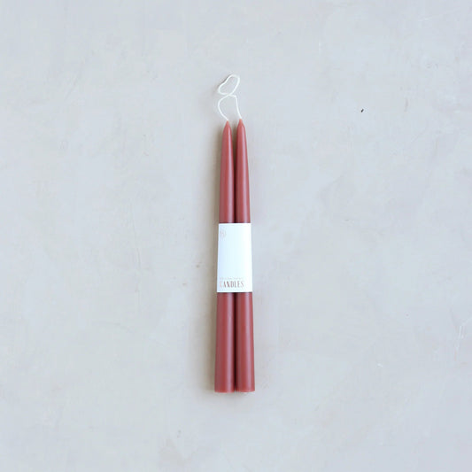 12-inch Dipped Taper Candles - Clay