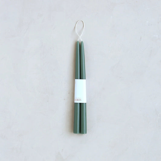 12-inch Dipped Taper Candles - Moss