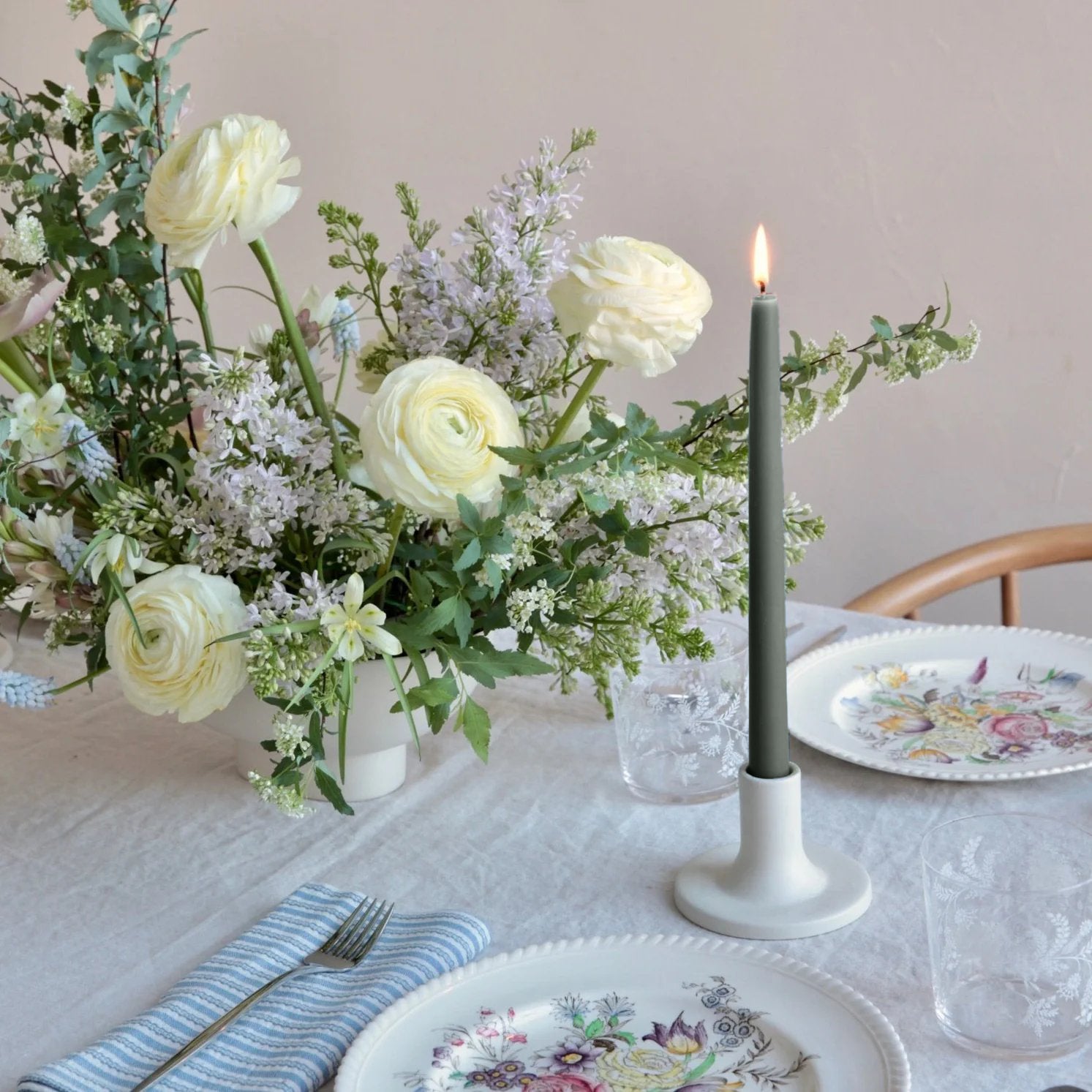12-inch Dipped Taper Candles - Moss