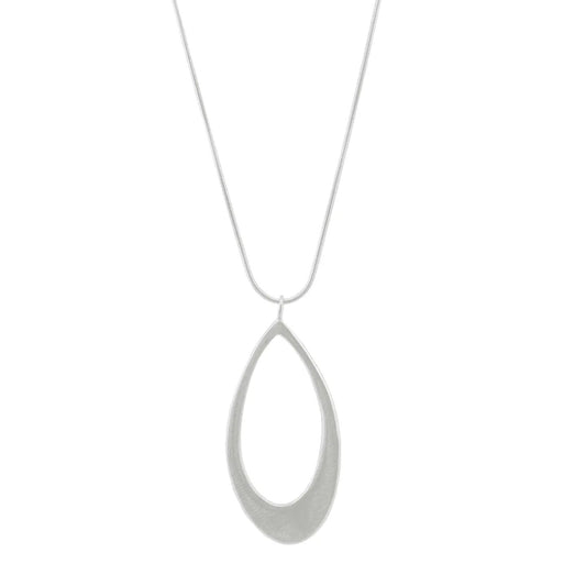 Large Leaf Pendant Necklace - Sterling Silver