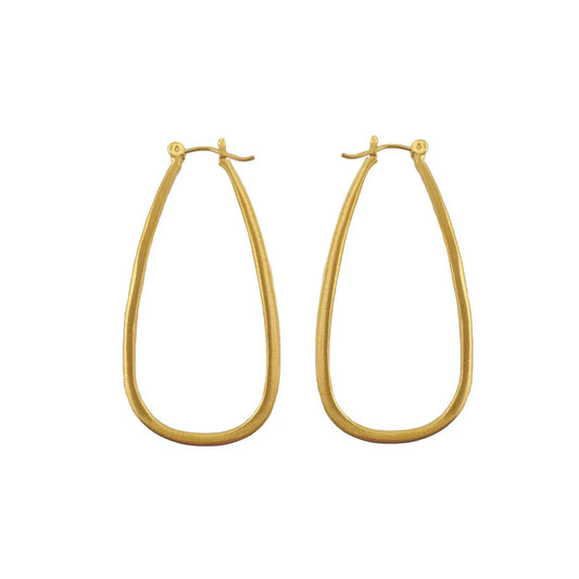 Large Teardrop Hoop Earrings - Gold Vermeil