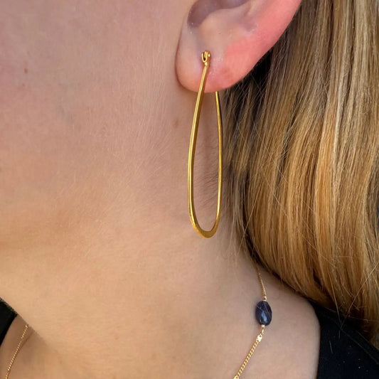 Large Teardrop Hoop Earrings - Gold Vermeil