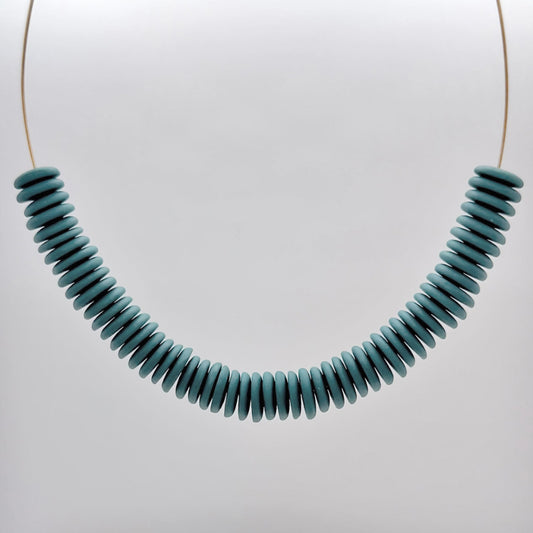 Stacked Porcelain Disc Collar Necklace - Teal 