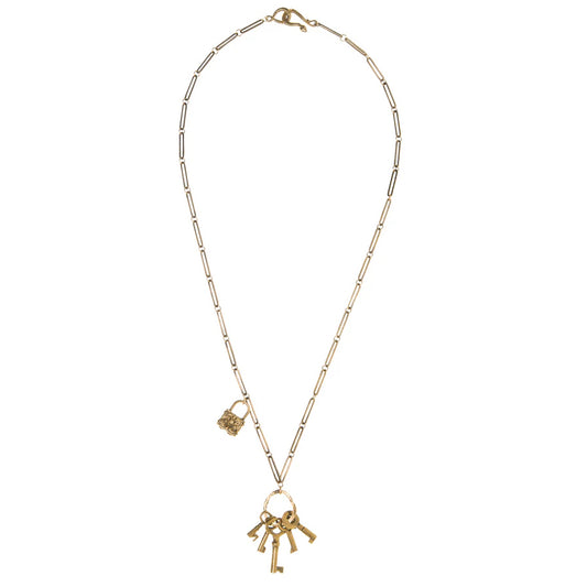 Skeleton Keys + Lock Long Statement Necklace