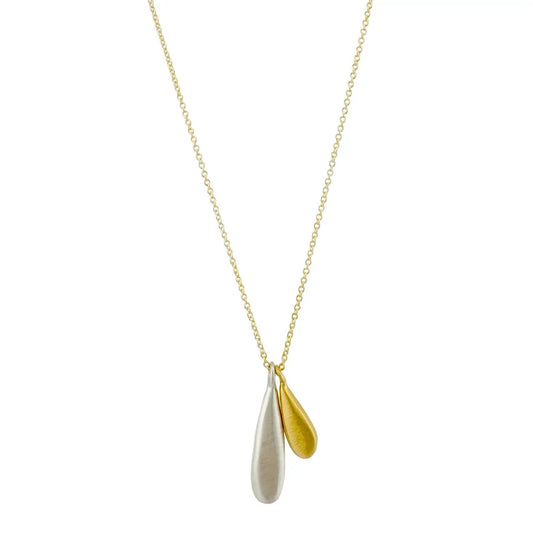 Double Drop Necklace - Silver + Vermeil