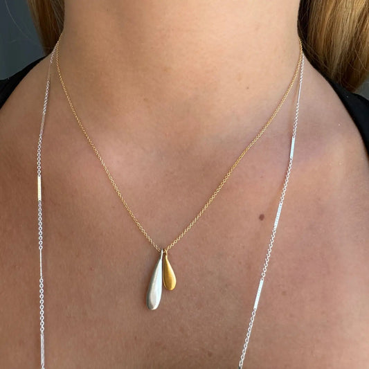 Double Drop Necklace - Silver + Vermeil