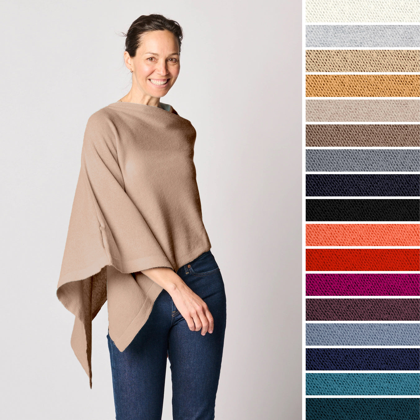 Cashmere Blend Asymmetrical Poncho (Select Color)