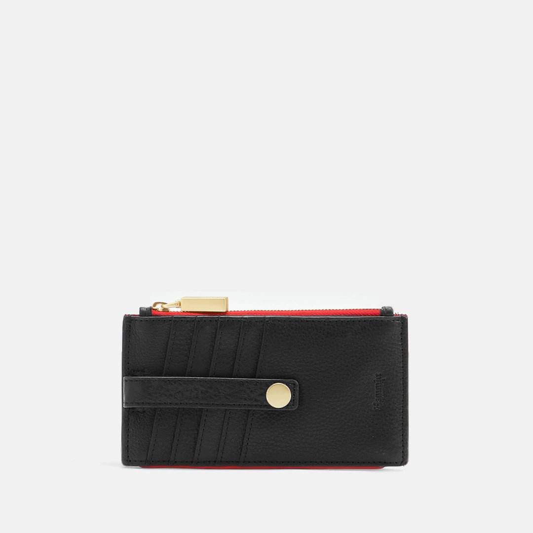 Hammitt 210 West Wallet - Black/Brushed Gold with Red Zip