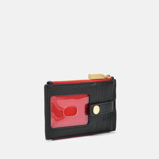 Hammitt 210 West Wallet - Black/Brushed Gold with Red Zip