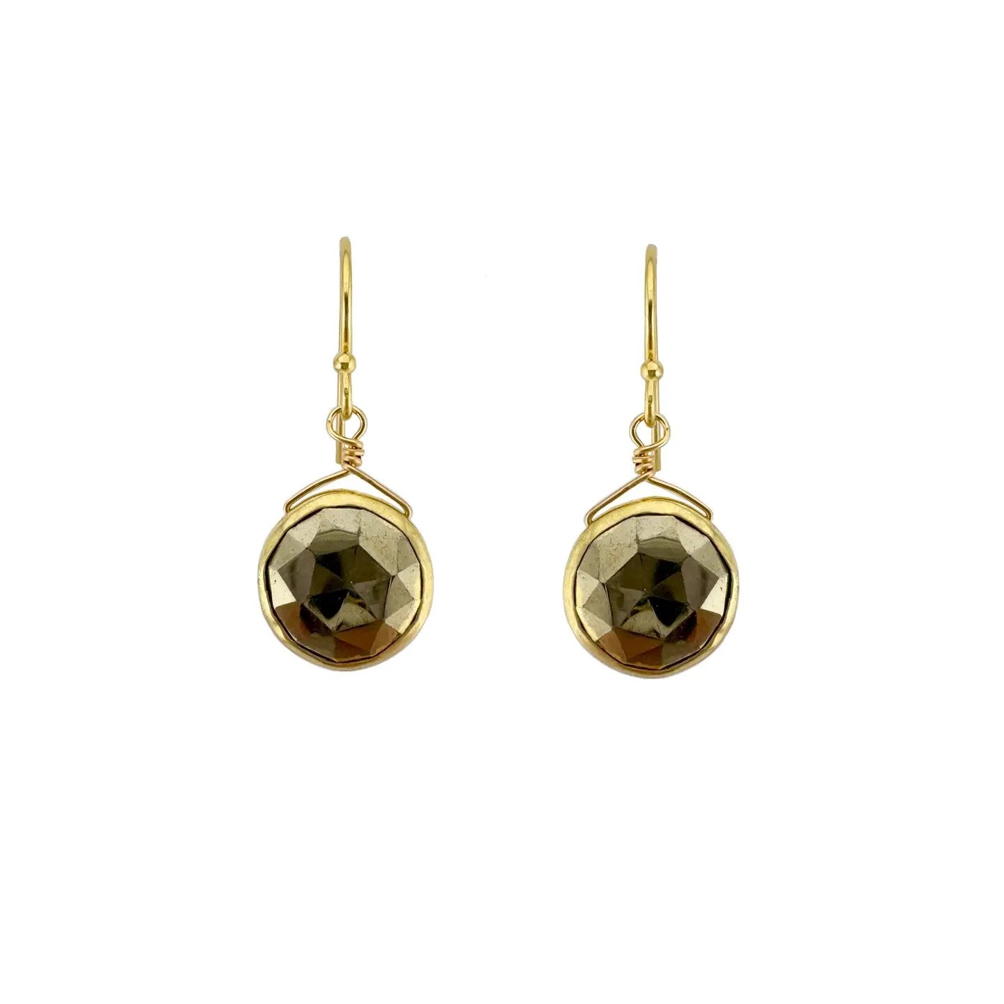 Pyrite Coin Earrings - Gold Vermeil