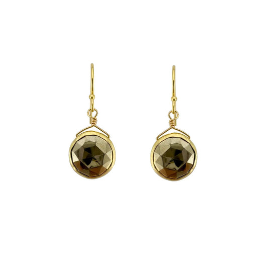 Pyrite Coin Earrings - Gold Vermeil