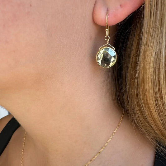 Pyrite Coin Earrings - Gold Vermeil