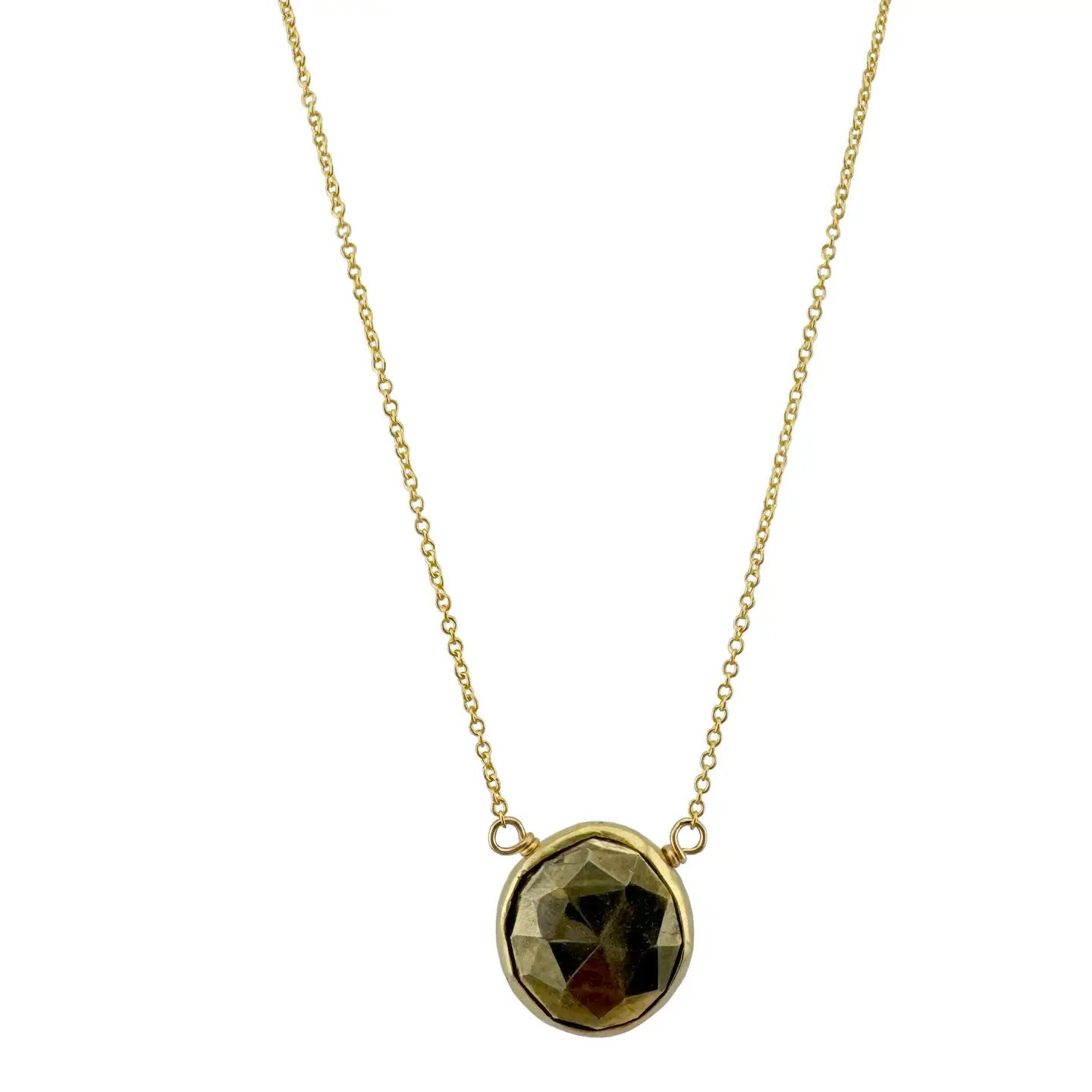 Pyrite Coin Pendant Necklace - Gold Vermeil