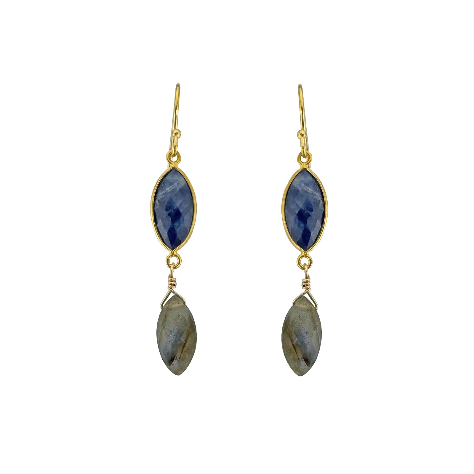 Sapphire Marquis + Labradorite Drop Earrings